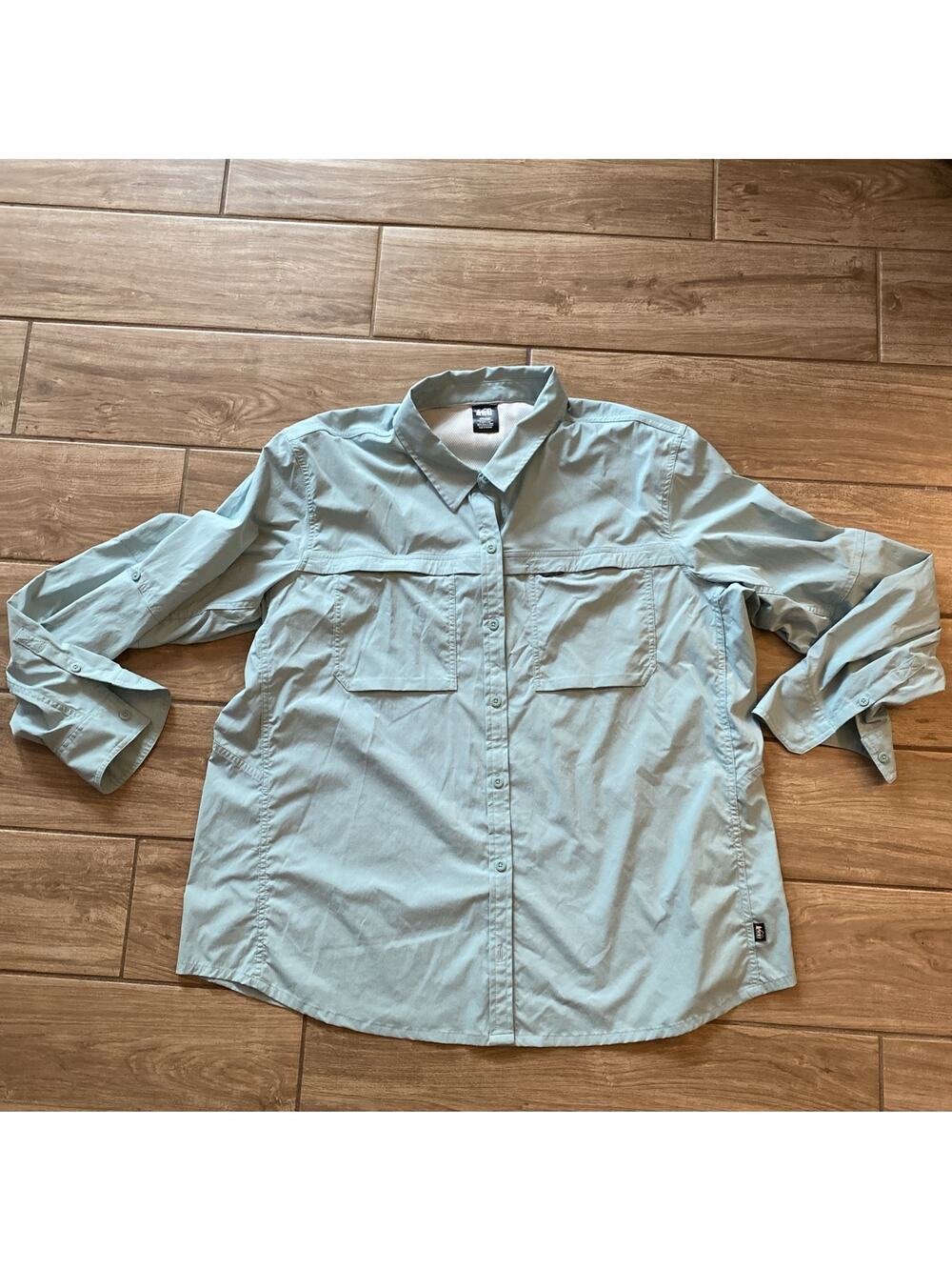 REI Co-op Shirt Mens 2XL Nylon Long Sleeve Vented Fishing Button Up Hiking